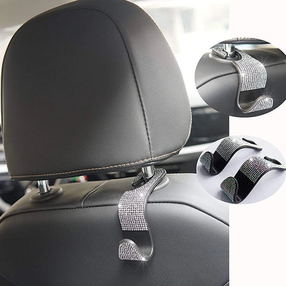 Car Storage Hook Rhinestone Car Seat Back Hook Auto Back Universal Headrest Mount Storage Holder Car Interior Accessories Decor
