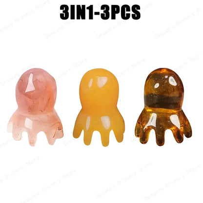 2025 New Resin Octopus Scalp Massage Comb Acupressure Meridian Therapy Hair Care Portable Relaxation Tool Natural Material