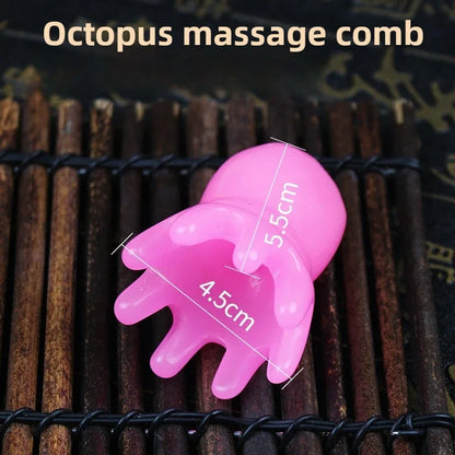 2025 New Resin Octopus Scalp Massage Comb Acupressure Meridian Therapy Hair Care Portable Relaxation Tool Natural Material