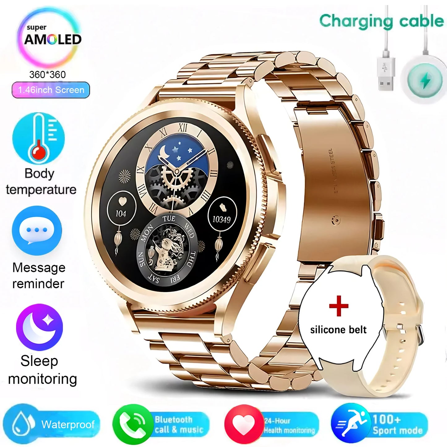 2025 New Watch 6 Smartwatch Men's AMOLED Always On Display Bluetooth Call GPS NFC Smart Watch Android IOS For Samsung Galaxy