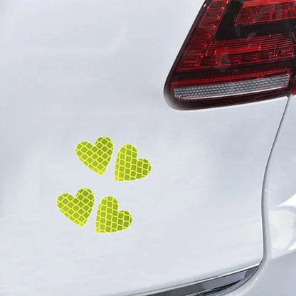 12pcs Heart Shape Reflective Car Stickers Night Warning Mark Reflective Tape Stickers Decoration Decal Car Accessories