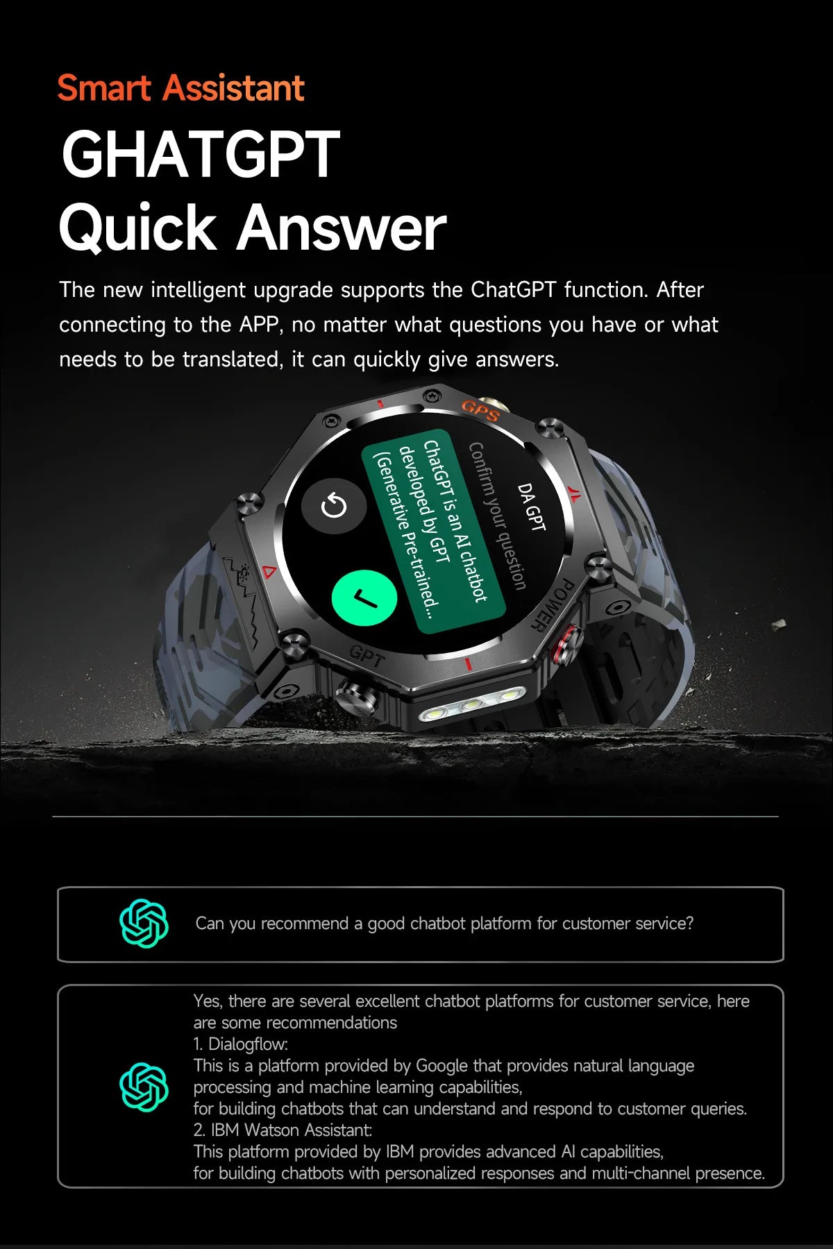 KC91 Smart Watch 530mAh Battery LED Flashlight Compass Altitude Air Pressure Bluetooth Call Fitness Tracker Wearable Devices