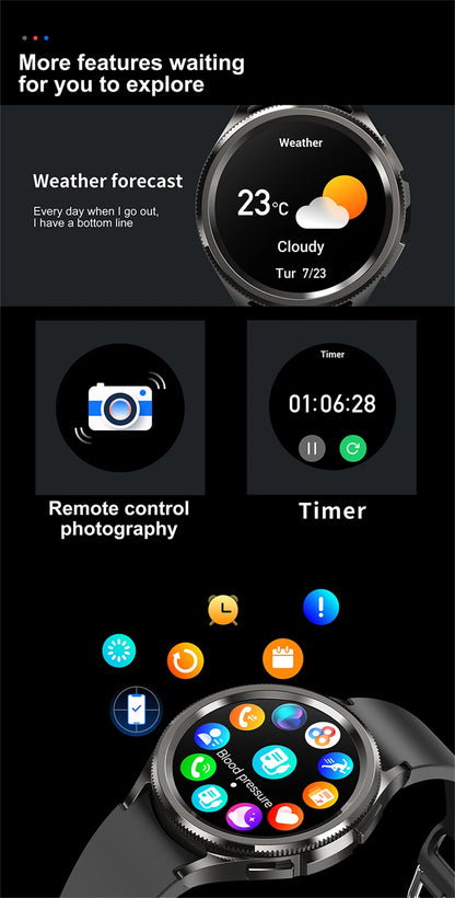 2025 New Watch 6 Smartwatch Men's AMOLED Always On Display Bluetooth Call GPS NFC Smart Watch Android IOS For Samsung Galaxy
