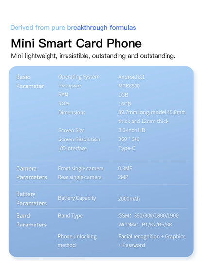 SOYES P70 Pro Max Mini Android8.1 Smartphone 3.0 Inches 2000mAh Face ID Dual SIM Standby Play Store 3G Little Phone