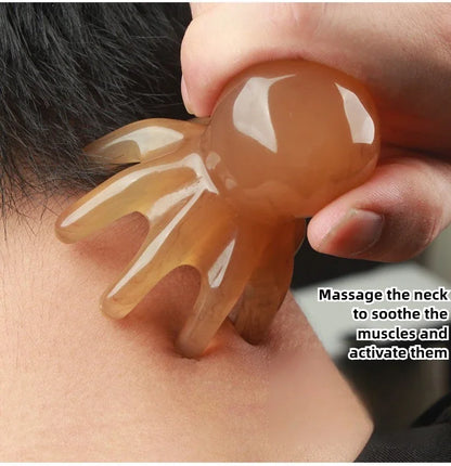 2025 New Resin Octopus Scalp Massage Comb Acupressure Meridian Therapy Hair Care Portable Relaxation Tool Natural Material
