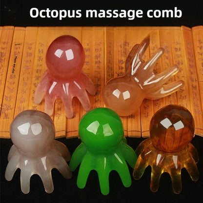 2025 New Resin Octopus Scalp Massage Comb Acupressure Meridian Therapy Hair Care Portable Relaxation Tool Natural Material