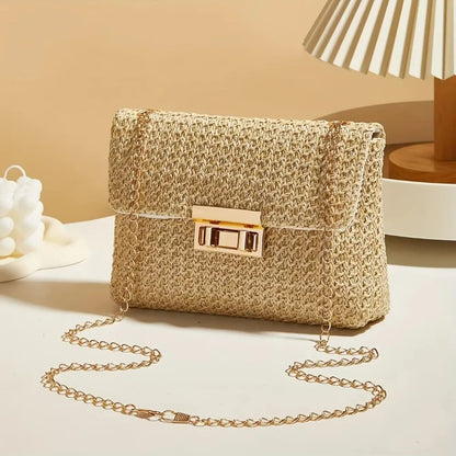 New Straw Shoulder Bag Handmade Fashion High Capacity Crossbody Bag Woven Clutch Handbag Women Office Birthday Present