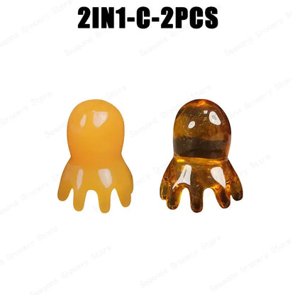 2025 New Resin Octopus Scalp Massage Comb Acupressure Meridian Therapy Hair Care Portable Relaxation Tool Natural Material