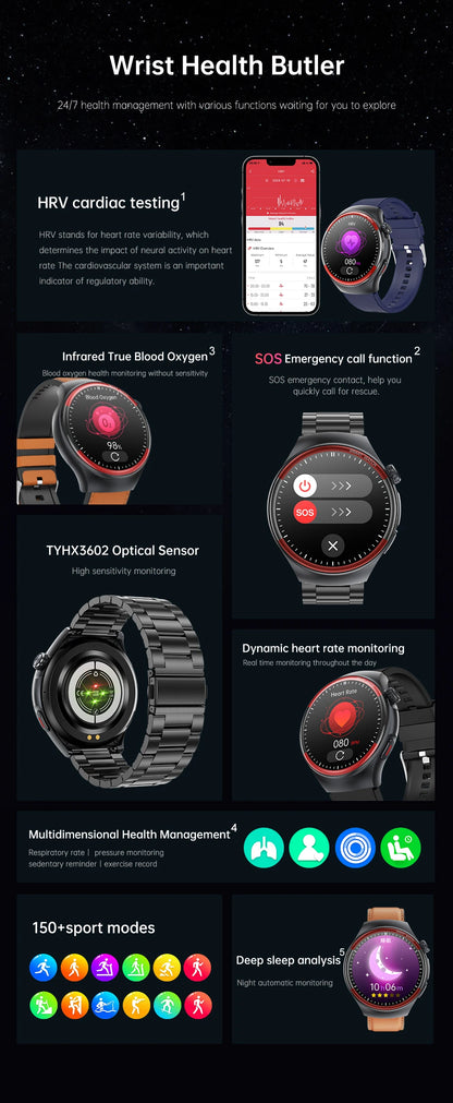 2025 New High-end Laser Detection Smart Watch Men ECG+PPG Precise Blood Pressure Heart Rate BT Call NFC For HUAWEI Health Watche