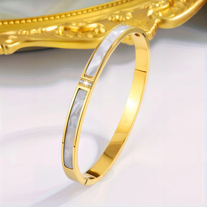 1pc Titanium Steel Gold Bracelet, Fashionable Classic Style, Stainless Steel Bracelet,Inlaid With Zircon,For Womens Daily Wear