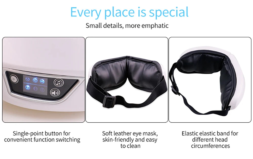 6D Smart Vibration Eye Massager Airbag Compress Eye Care Instrument Bluetooth Music Eye Massage Sleep Mask Eye Relax Fatigue