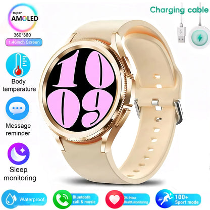 2025 New Watch 6 Smartwatch Men's AMOLED Always On Display Bluetooth Call GPS NFC Smart Watch Android IOS For Samsung Galaxy