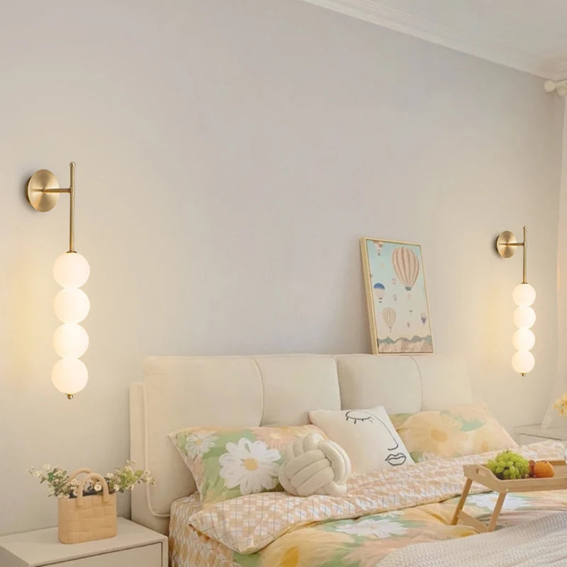 Nordic Wind Gourd Wall Lamp Minimalist LED Milky White Light For Living Room Study Bedroom Bedside Home Decoration Light Fixture