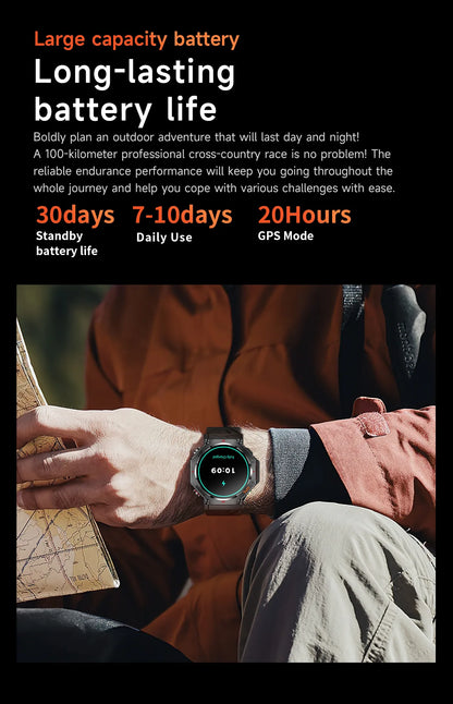 KC91 Smart Watch 530mAh Battery LED Flashlight Compass Altitude Air Pressure Bluetooth Call Fitness Tracker Wearable Devices