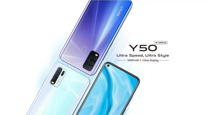 Original VIVO Y50 8GB 128GB 4 Cameras 5000mAh 6.51inch 2340x1080px CPU Snapdragon 13MP + 16MP Android 4G Smartphone