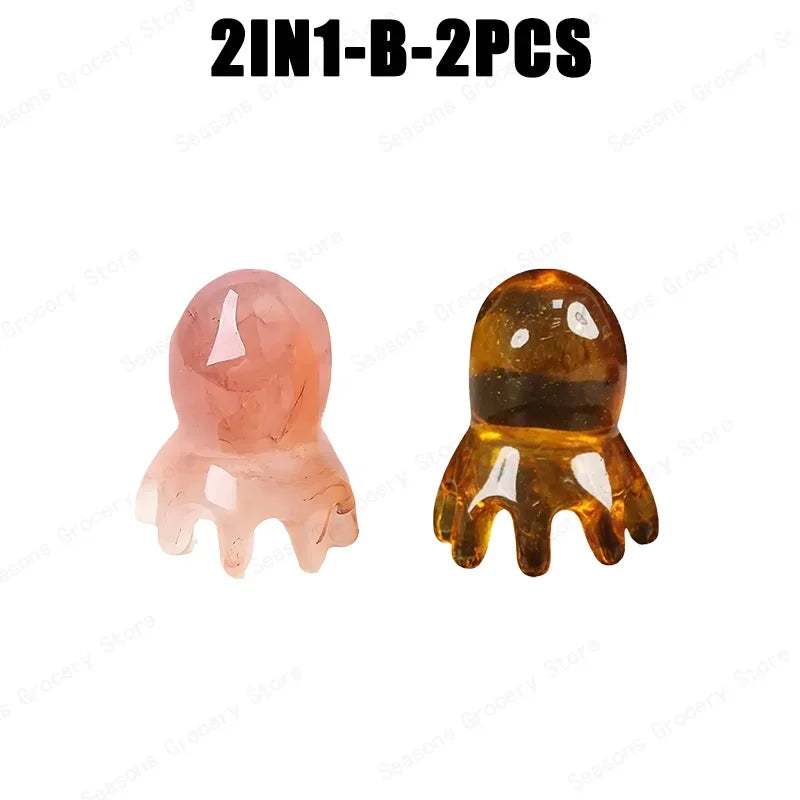 2025 New Resin Octopus Scalp Massage Comb Acupressure Meridian Therapy Hair Care Portable Relaxation Tool Natural Material