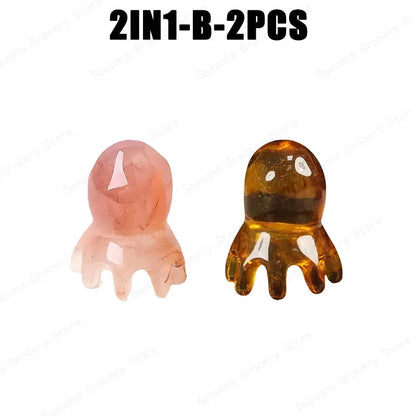 2025 New Resin Octopus Scalp Massage Comb Acupressure Meridian Therapy Hair Care Portable Relaxation Tool Natural Material