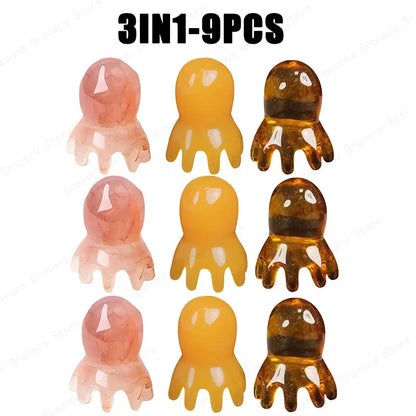 2025 New Resin Octopus Scalp Massage Comb Acupressure Meridian Therapy Hair Care Portable Relaxation Tool Natural Material