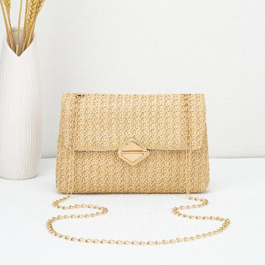 New Straw Shoulder Bag Handmade Fashion High Capacity Crossbody Bag Woven Clutch Handbag Women Office Birthday Present