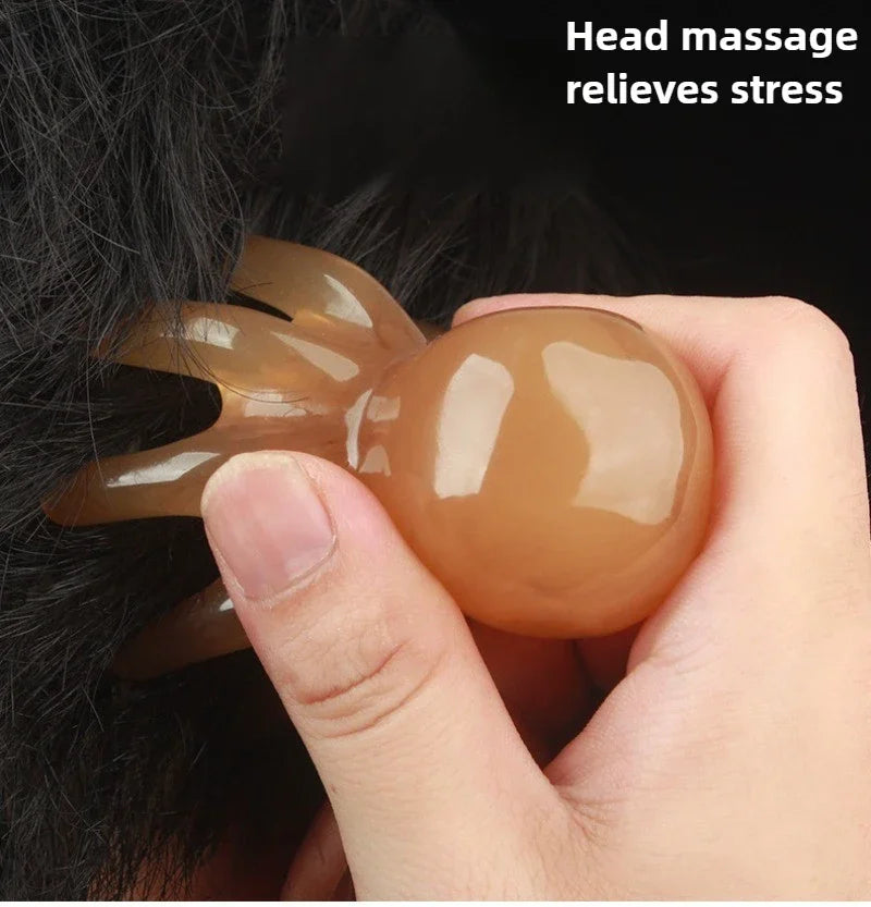 2025 New Resin Octopus Scalp Massage Comb Acupressure Meridian Therapy Hair Care Portable Relaxation Tool Natural Material