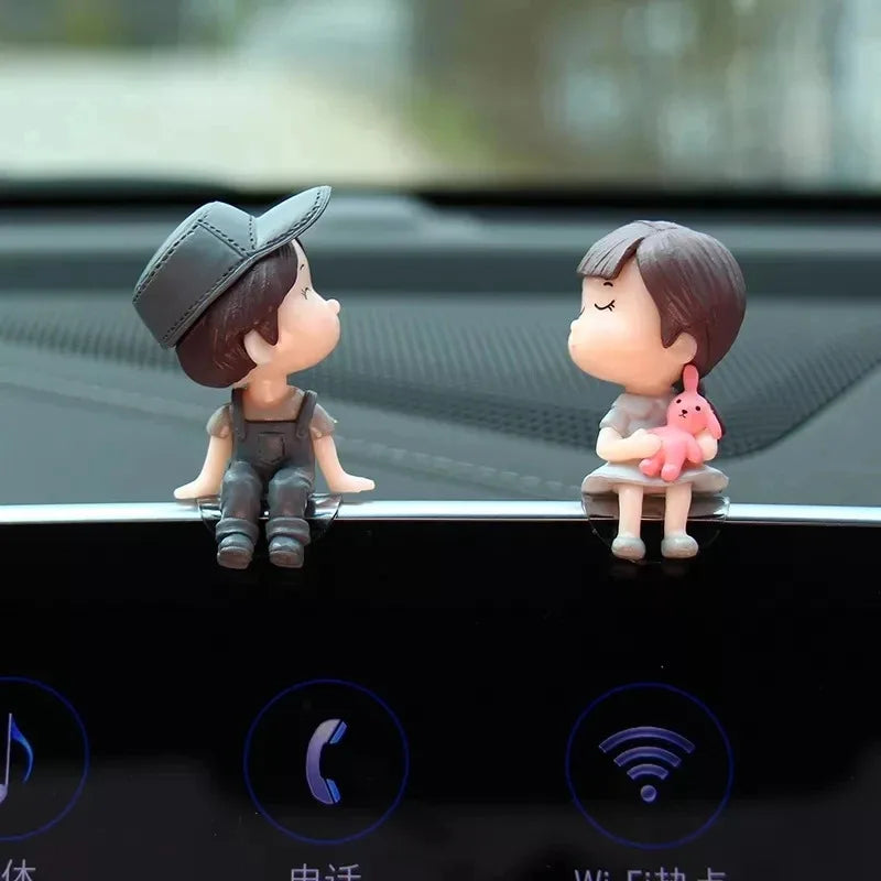 1/2/4pcs Car Decoration Cartoon Couple Action Doll Balloon Decoration Car Interior Dashboard Accessories Girl Gift