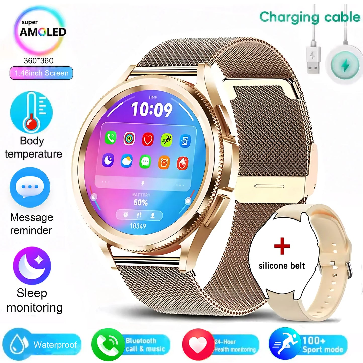 2025 New Watch 6 Smartwatch Men's AMOLED Always On Display Bluetooth Call GPS NFC Smart Watch Android IOS For Samsung Galaxy