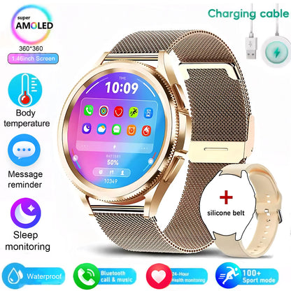 2025 New Watch 6 Smartwatch Men's AMOLED Always On Display Bluetooth Call GPS NFC Smart Watch Android IOS For Samsung Galaxy
