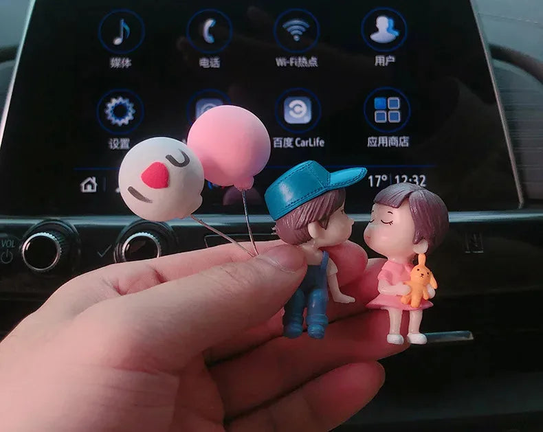 1/2/4pcs Car Decoration Cartoon Couple Action Doll Balloon Decoration Car Interior Dashboard Accessories Girl Gift