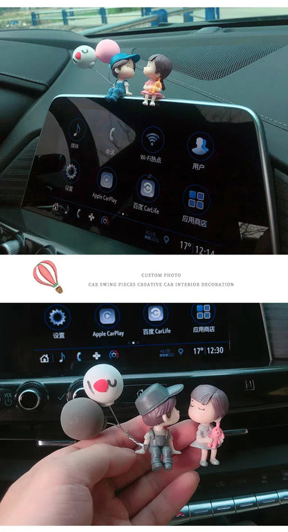 1/2/4pcs Car Decoration Cartoon Couple Action Doll Balloon Decoration Car Interior Dashboard Accessories Girl Gift