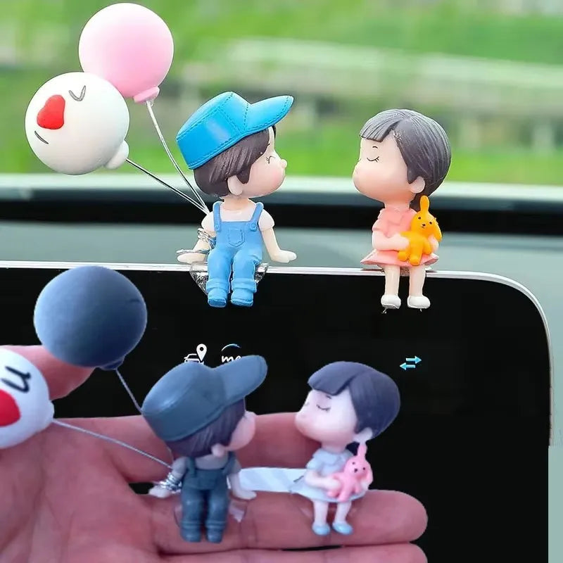 1/2/4pcs Car Decoration Cartoon Couple Action Doll Balloon Decoration Car Interior Dashboard Accessories Girl Gift