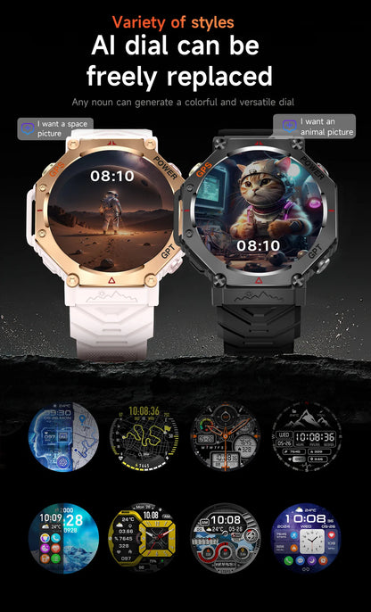 KC91 Smart Watch 530mAh Battery LED Flashlight Compass Altitude Air Pressure Bluetooth Call Fitness Tracker Wearable Devices