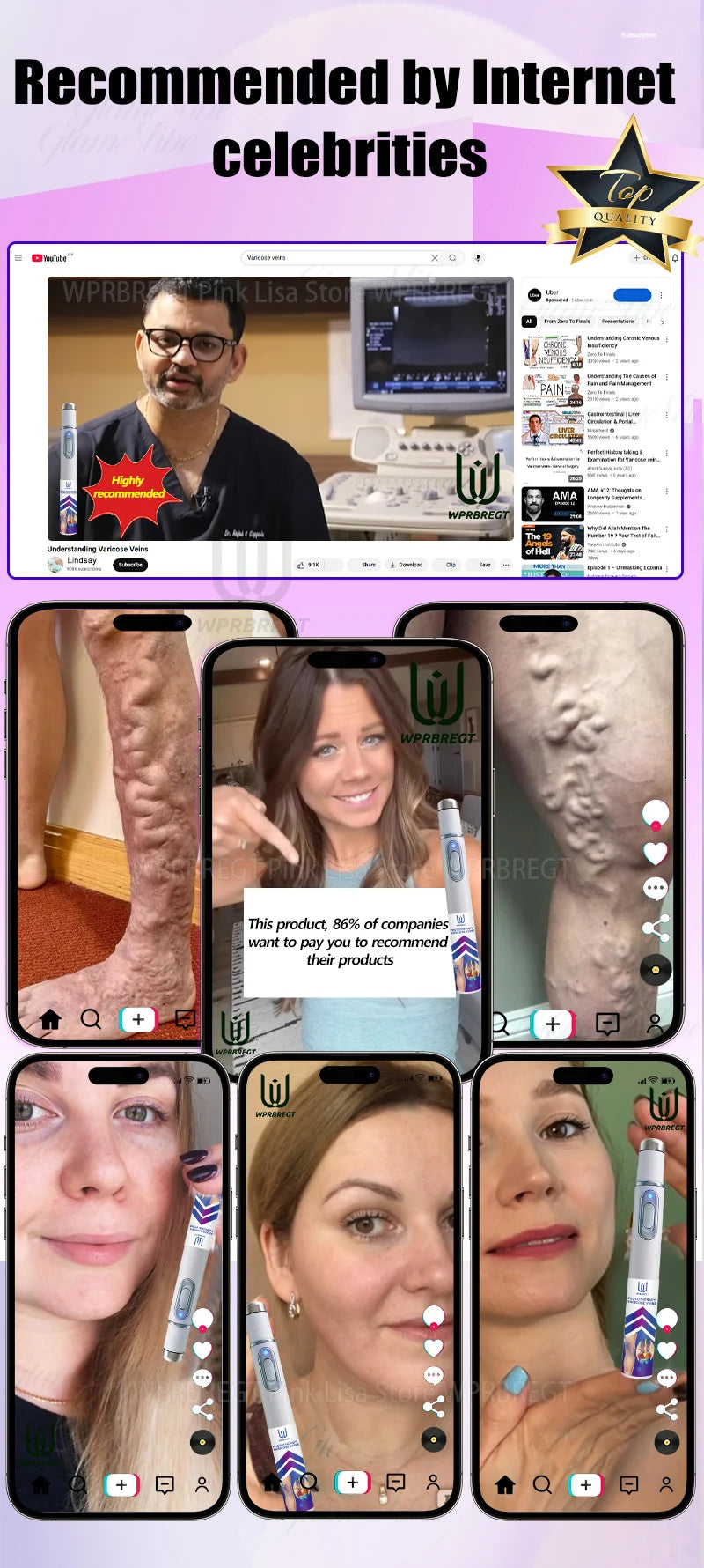 Eliminate vasculitis, phlebitis, relieve spider leg pain, varicose veins painless treatment