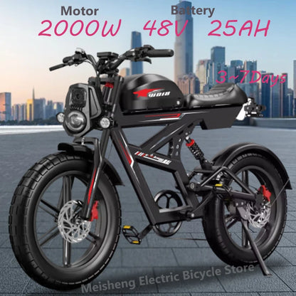 Ebike W018 2000W Dual Motor 25AH Dual Battery Top Speed 55KM/H 20*4.5Fat Tire Electric Bike Mountain Electric Bicycle