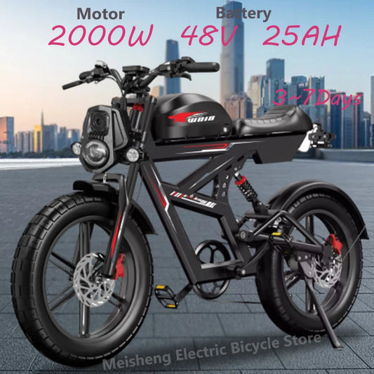 Ebike W018 2000W Dual Motor 25AH Dual Battery Top Speed 55KM/H 20*4.5Fat Tire Electric Bike Mountain Electric Bicycle