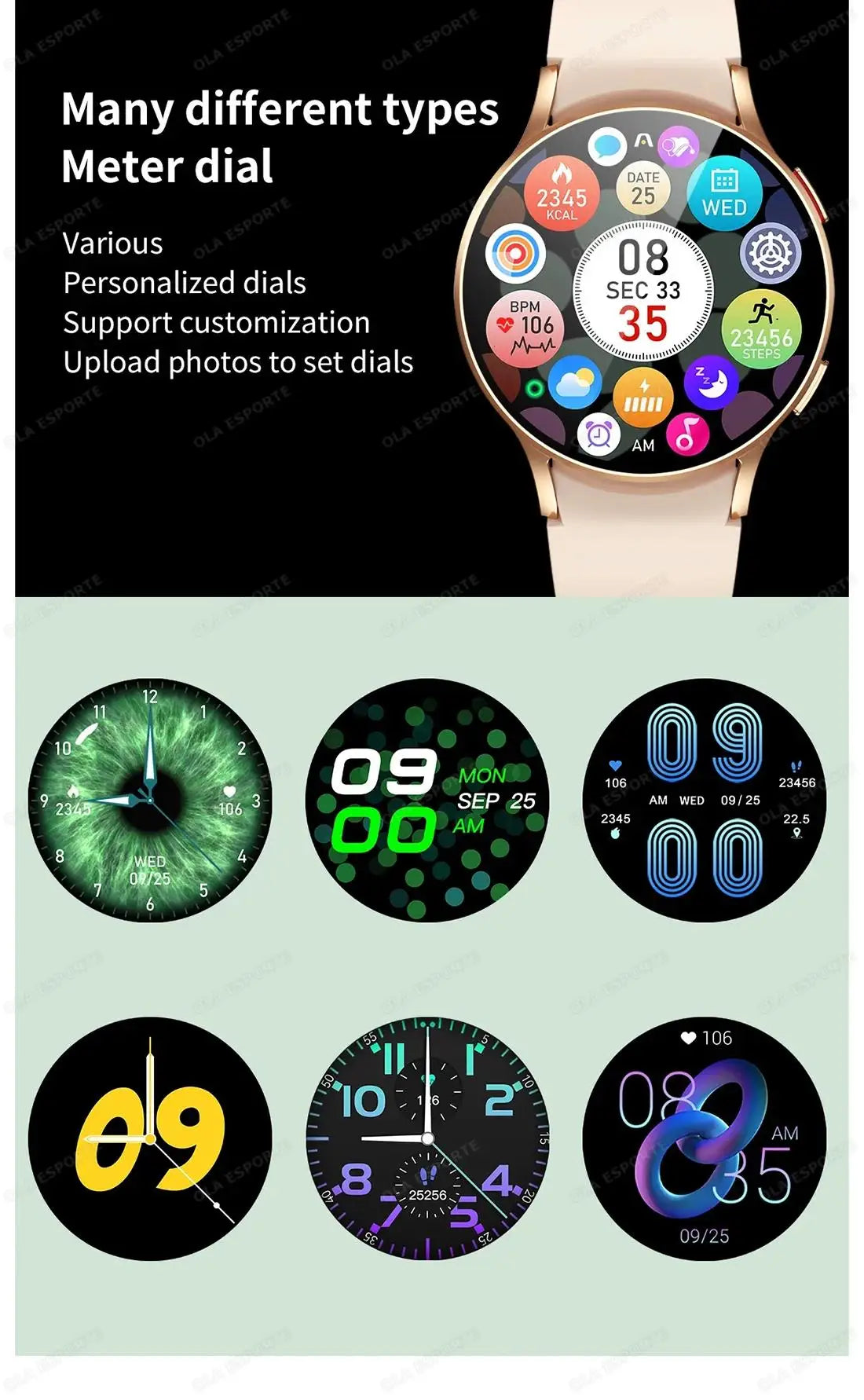 Wearable Smart Watch Bluetooth Call Waterproof Fitness Sports Mode Heart Rate Blood Oxygen Sleep Monitor smartwatch For Samsung
