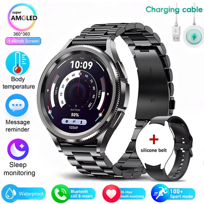 2025 New Watch 6 Smartwatch Men's AMOLED Always On Display Bluetooth Call GPS NFC Smart Watch Android IOS For Samsung Galaxy
