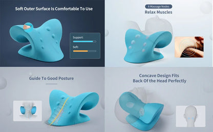 Cervical Spine Stretch Neck Shoulder Relaxer Cervical Chiropractic Traction Device Massage Pillow for Pain Relief Cervical Spine