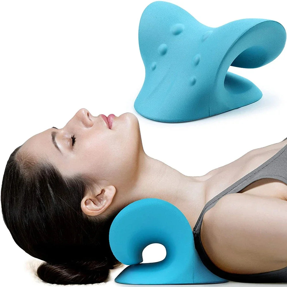 Cervical Spine Stretch Neck Shoulder Relaxer Cervical Chiropractic Traction Device Massage Pillow for Pain Relief Cervical Spine