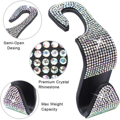 Car Storage Hook Rhinestone Car Seat Back Hook Auto Back Universal Headrest Mount Storage Holder Car Interior Accessories Decor