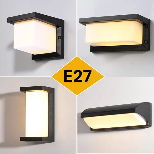 Modern LED Outdoor Wall Lamp E27 Waterproof IP65 Aluminum Porch Light Garden Fence Street Exterior Wall Sconce Lighting 110/220V