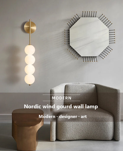 Nordic Wind Gourd Wall Lamp Minimalist LED Milky White Light For Living Room Study Bedroom Bedside Home Decoration Light Fixture