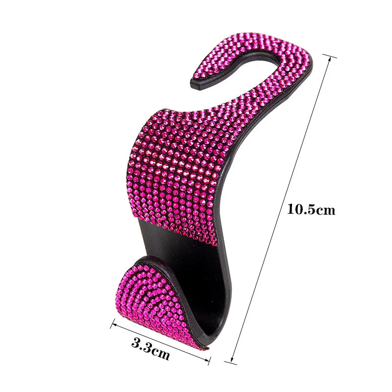 Car Storage Hook Rhinestone Car Seat Back Hook Auto Back Universal Headrest Mount Storage Holder Car Interior Accessories Decor