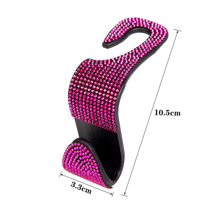 Car Storage Hook Rhinestone Car Seat Back Hook Auto Back Universal Headrest Mount Storage Holder Car Interior Accessories Decor