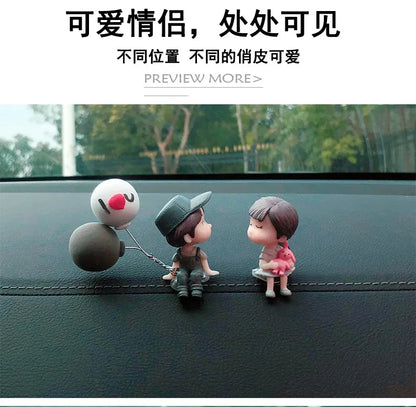 1/2/4pcs Car Decoration Cartoon Couple Action Doll Balloon Decoration Car Interior Dashboard Accessories Girl Gift