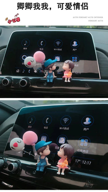 1/2/4pcs Car Decoration Cartoon Couple Action Doll Balloon Decoration Car Interior Dashboard Accessories Girl Gift