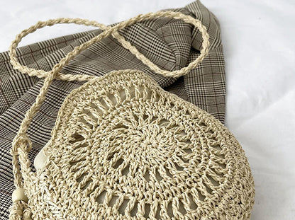 Rattan Woven Women Straw Crossbody Bag Small Clutch Purse and Handbag Summer Beach Bag Woman Tassel Shoulder Messenger Bag