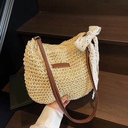 Ladies Fashion Summer Straw Crossbody Bag Women Beach Holiday Shopping Woven Shoulder Handbag Purses For Women Bags