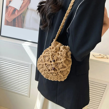 2024 New Summer Fashion Handmade Bucket Bags for Women Shoulder Crossbody Bag Female Handbag