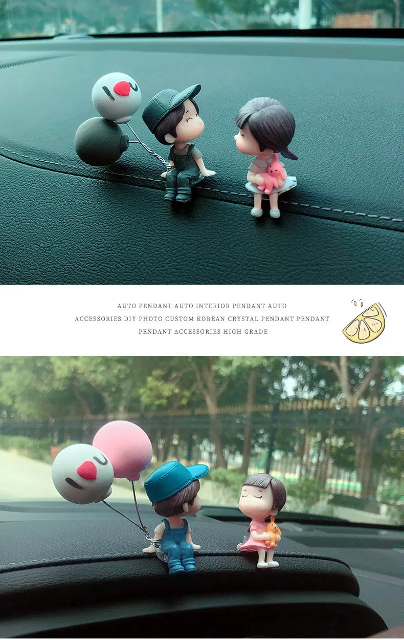 1/2/4pcs Car Decoration Cartoon Couple Action Doll Balloon Decoration Car Interior Dashboard Accessories Girl Gift