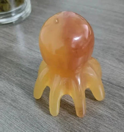 2025 New Resin Octopus Scalp Massage Comb Acupressure Meridian Therapy Hair Care Portable Relaxation Tool Natural Material